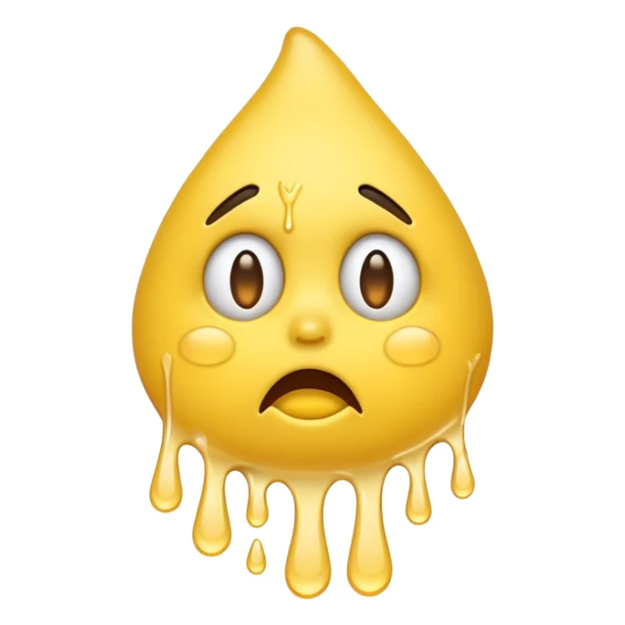 classic yellow shocked face emoji with sweat dripping, expressive and clear sticker
