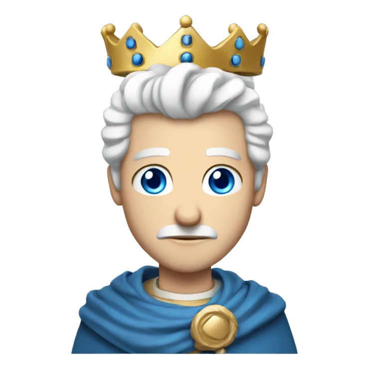 a king very pale with blue eyes crown and white hair serious sticker