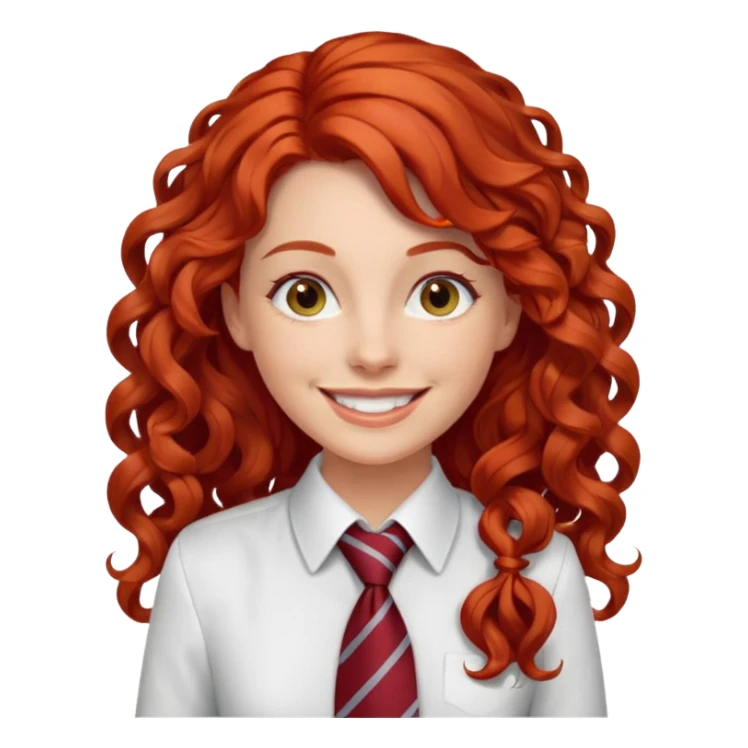 white collar woman with tie, long curly red hair sticker