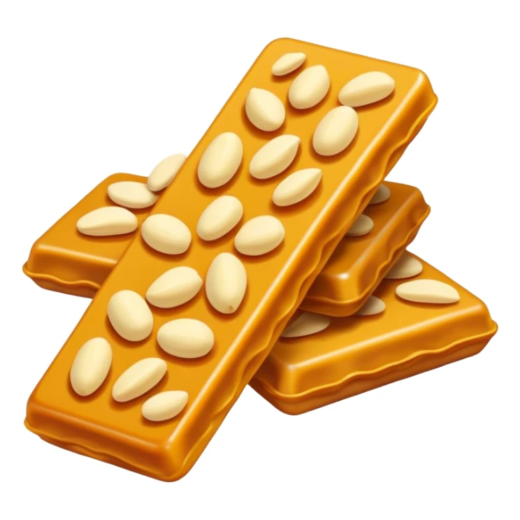 Suzhou Pine Nut Candy brittle sweet with visible nuts, simplified emoji style with bold outlines and bright colors, cartoon style traditional Chinese confection sticker