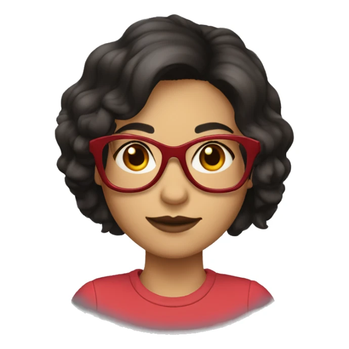 dark haired girl with red framed glasses and medium lengh hair sticker