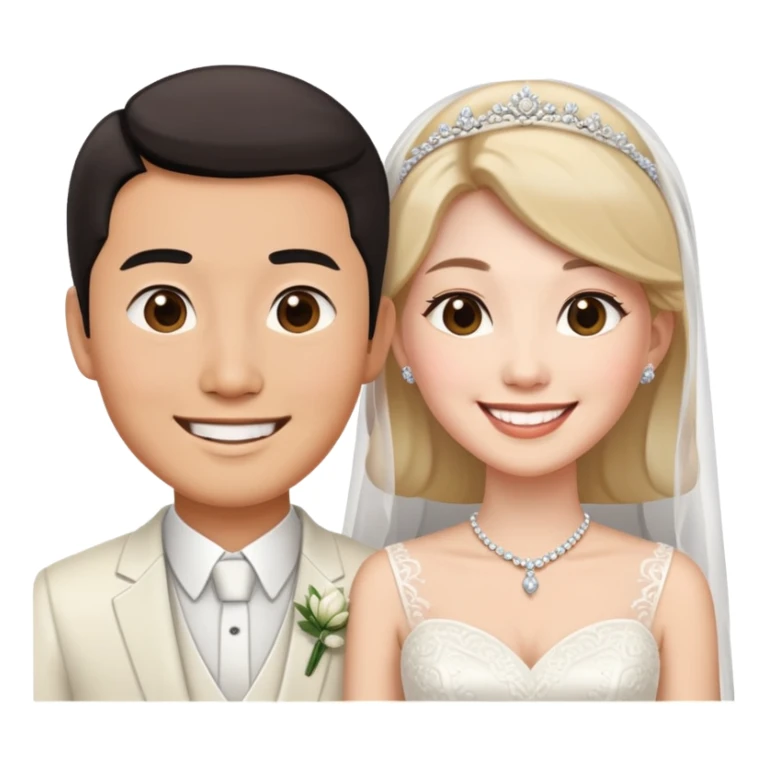 Asian man white woman marriage  sticker