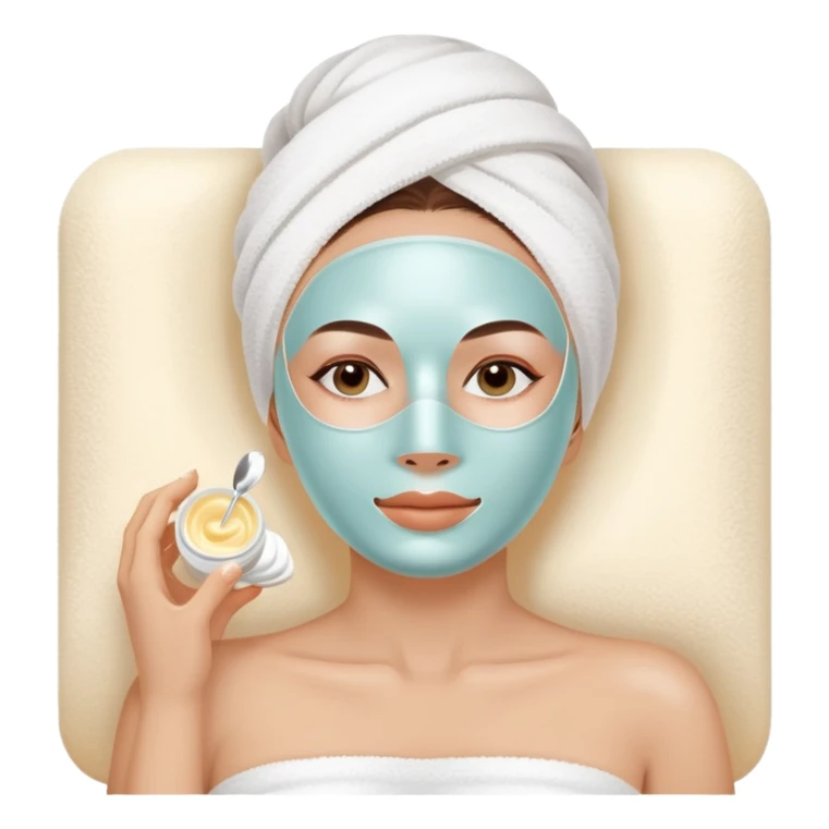 Lady with face cream white mask spa beauty full face relaxing sticker