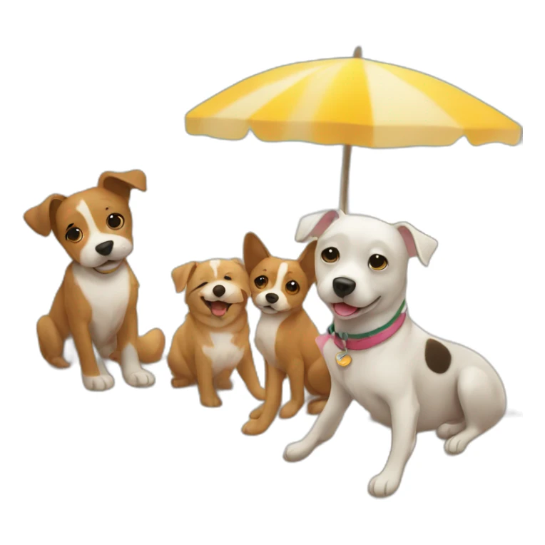 a dog family on the beach sticker