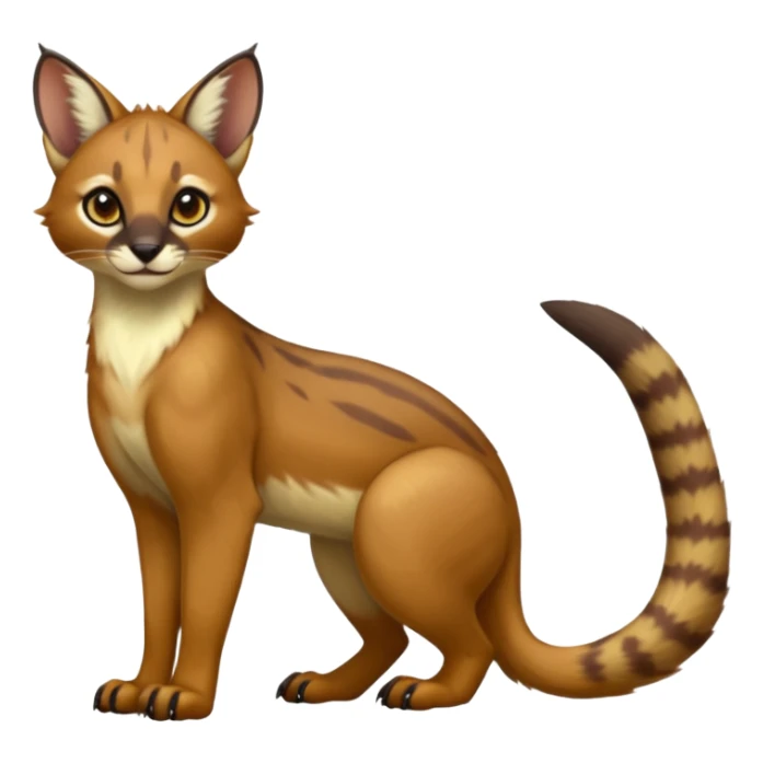  glorious divine exotic cute cool beautiful shiny beautiful fantasy-caracal-civet-genet-sergal-vernid-Cacomistle-oncilla-animal-Fakémon-hybrid-fursona (full body) sticker