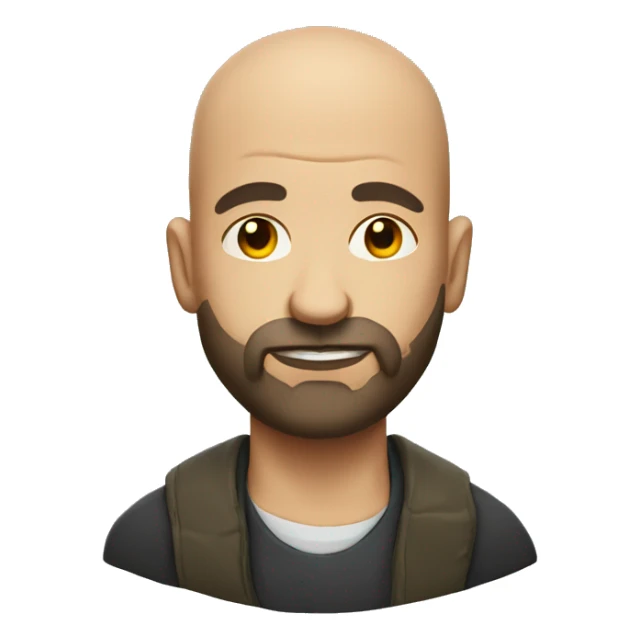 bald man with beard portrait with crooked halo sticker