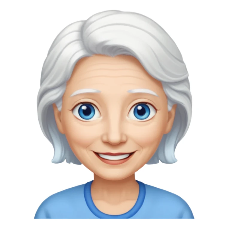 abuela con ojos azules, pelo blanco, tez blanca sticker