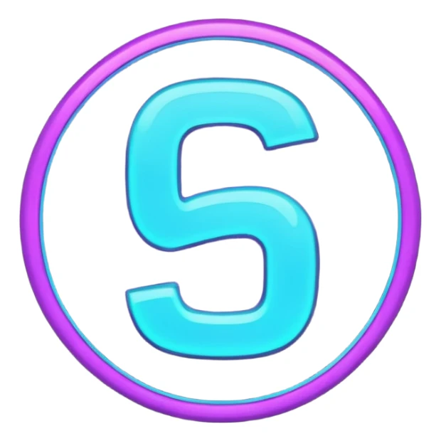 futuristic minimalistic emoji icon, letters "G" formed by three glowing digital lines representing Storm, Atom and NoizeGames, neon purple (#8B5CF6) and cyan (#00E0FF) on dark background, modern tech style, 1:1 aspect ratio sticker