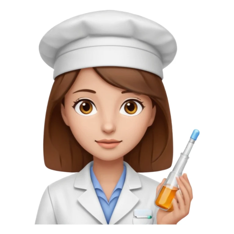 Make a pharmacy girl pretty with brown hat and eyes wearing labcoat sticker