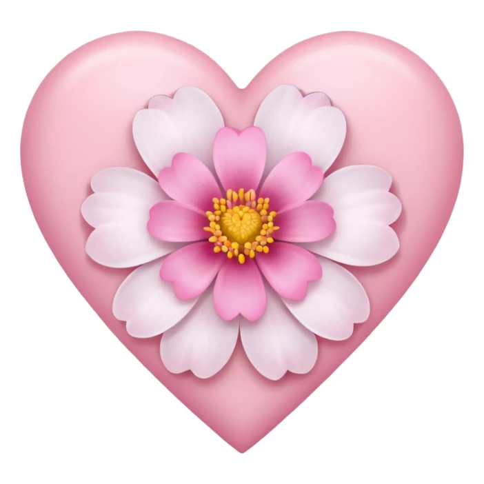 White heart with a pink flower  sticker