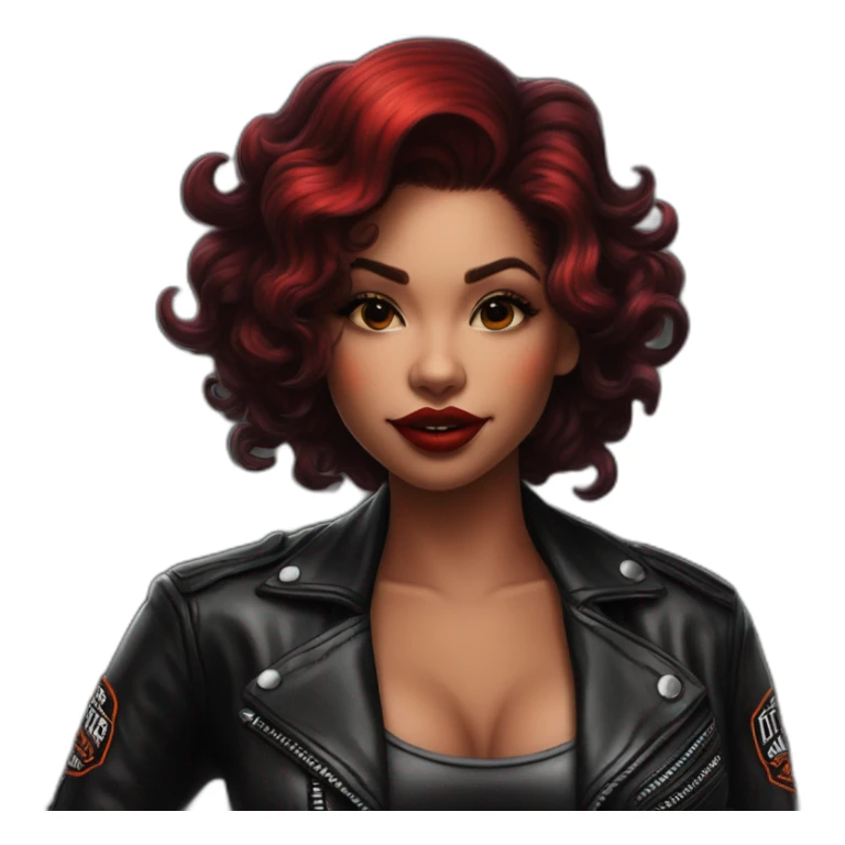 Chica pin up pelo rojo sobre moto Harley Davidson negra sticker
