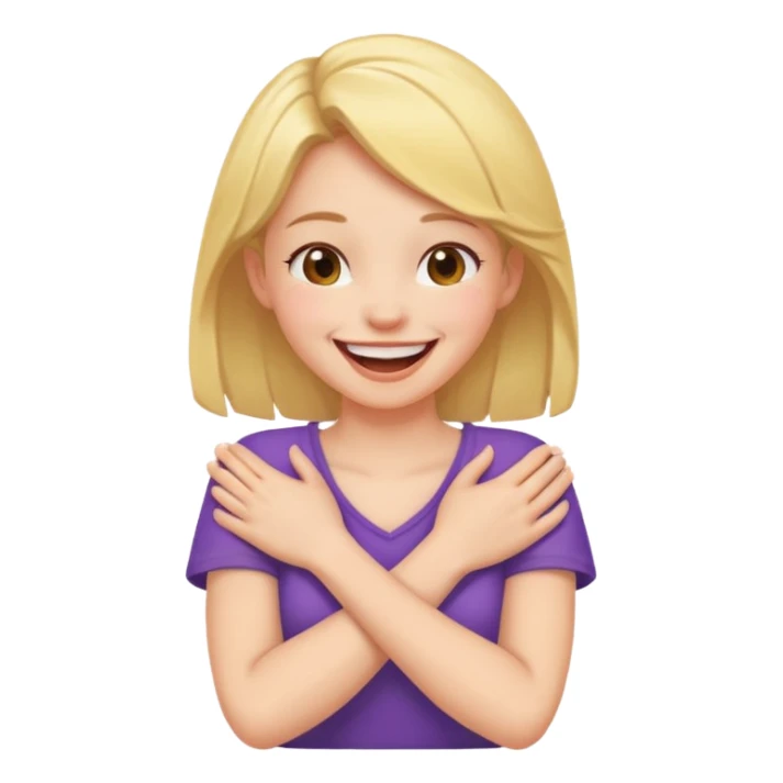 Arms crossed holding neck ￼laughing girl sticker