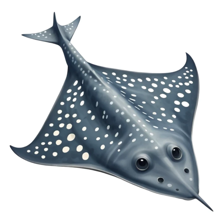 Spotted eagle sting ray with wide wingspan and long tail viewed from above sticker