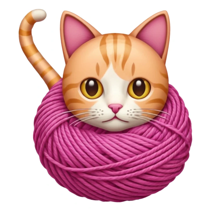 ball of yarn, pink, cat sticker
