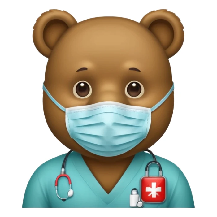 bear Wearing Medical Mask sticker