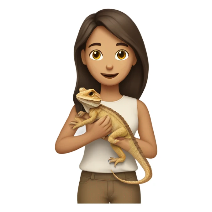 a brunette girl with her pet beaded dragon  sticker