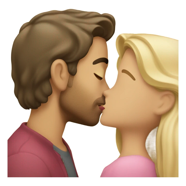 brunette girl kissing blonde man sticker