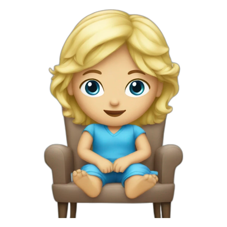 Blonde girl Blue eyes in chair sticker