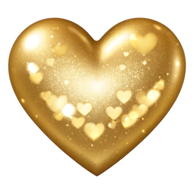 Change the glittery silver color heart with a subtle gradient and no border to a glittery gold color heart with a subtle gradient and no border. Keep the background transparent. Maintain the style and subtle gradient effect of the original heart. sticker