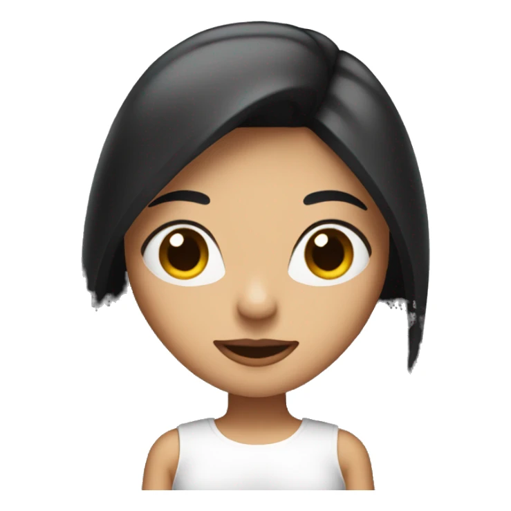 Woman with black long straight hair and a white top  sticker