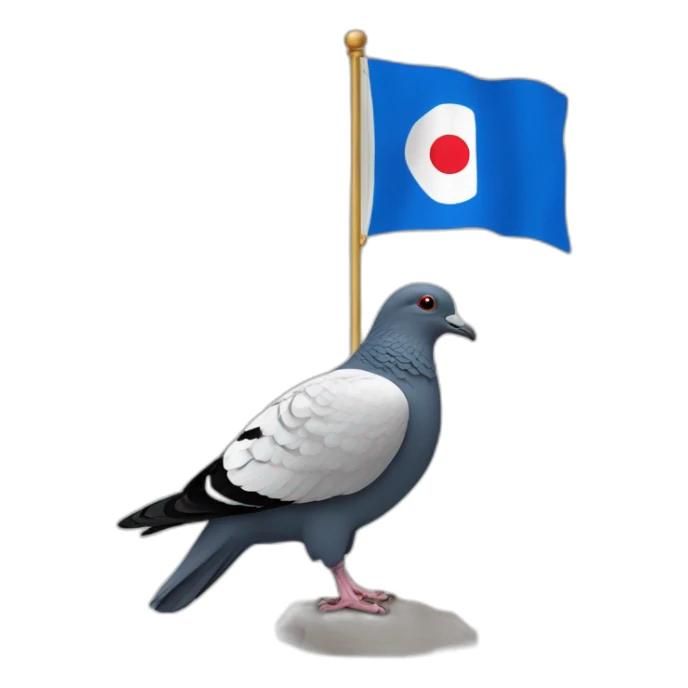 Un drapeau français avec un pigeon sticker