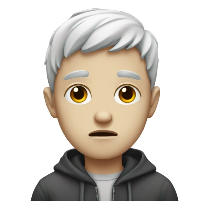 A sad white boy with a look of depression  sticker