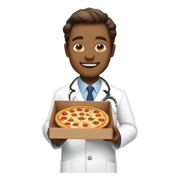 doctor with pizza sticker