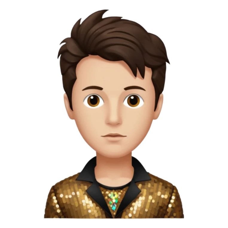 Arthur Rimbaud with dark brown hair, bronze sequin outfit  sticker