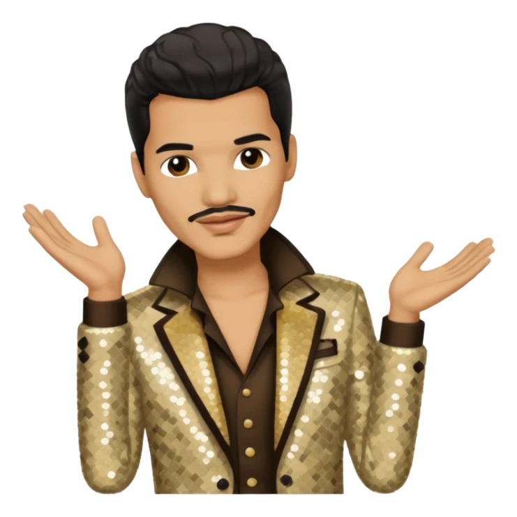 El DeBarge with dark brown hair, beige sequin outfit sticker