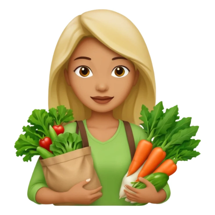woman holding vegetables bag sticker