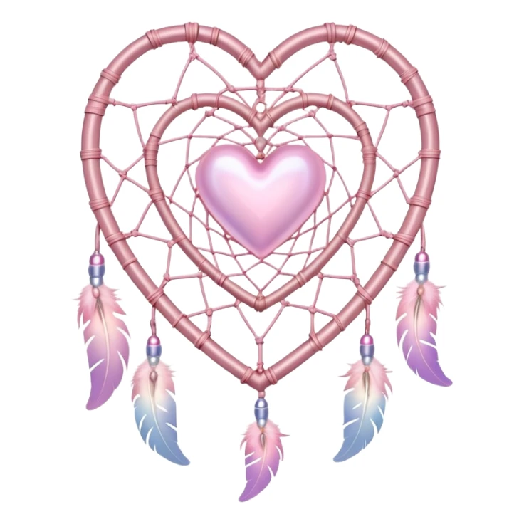 Iridescent pastel pink heart-shaped rosy dreamcatcher sticker
