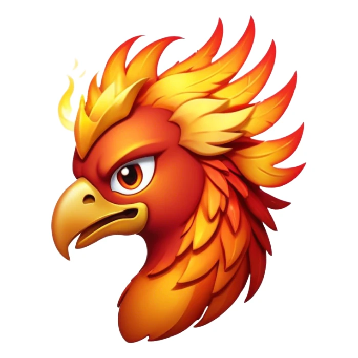 Cinematic Battle-Hardened Mystical Fire Phoenix Portrait Emoji, head tilted dramatically with a defiant, almost mocking smirk. Featuring a striking, rugged form with intensely scarred, flame-scorched feathers and eyes that burn with warrior-like fury, this phoenix embodies unapologetic badassery. Rendered with vibrant, lifelike textures and dynamic, contrasting shadows, high shine, and a bold soft glowing outline, it captures the essence of a phoenix ready to rise and scorch any challenge with battle-hardened might. sticker