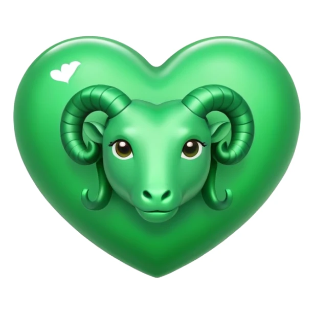 Green heart with Aries sign sticker