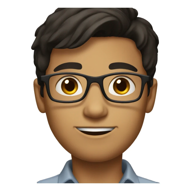 young engineer with glasses without helmet brunette brown eyes black hair sticker