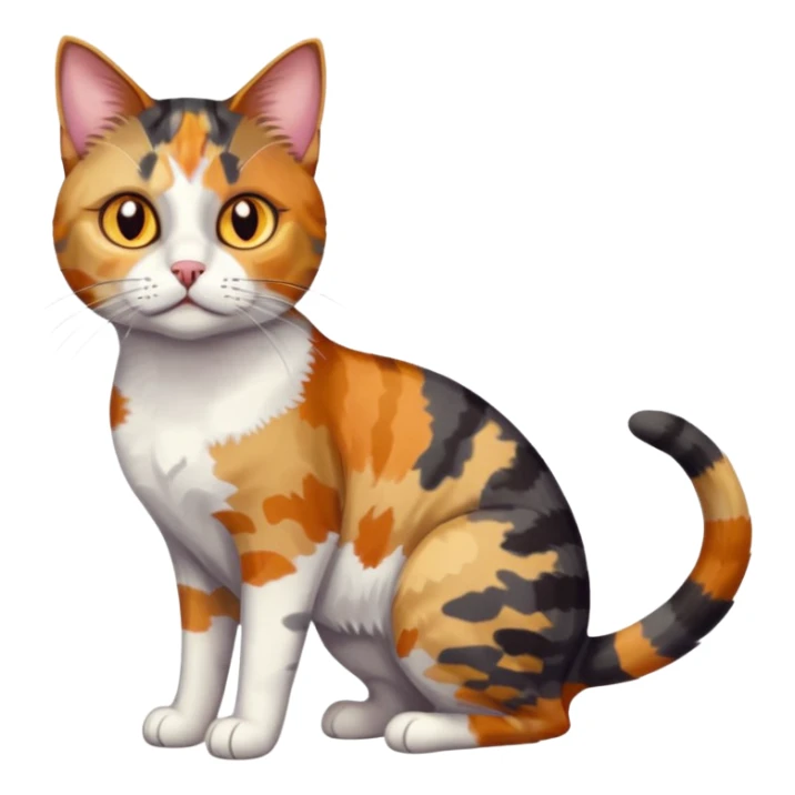 full body anxious looking colourful light patched calico tabby cat with hazel eyes sticker