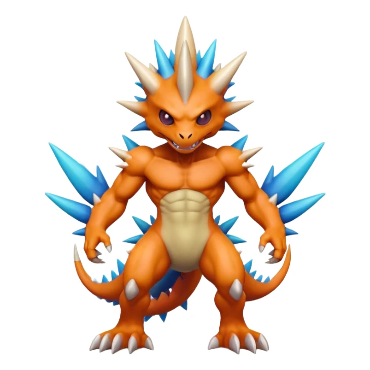 A 3D CGI model of a randomly-colored cool badass Fakémon-Pokémon-Digimon-Spectrobe-creature (full body) sticker