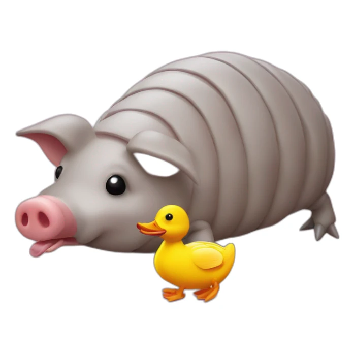  pig armadillo centipede insect with yellow duck face rubber ducky sticker