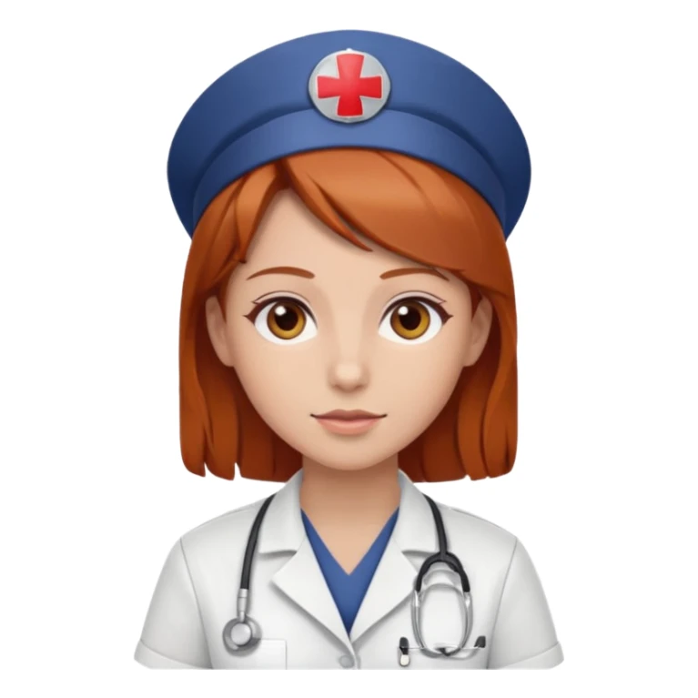 nurse brown/red hair with brown eyes sticker