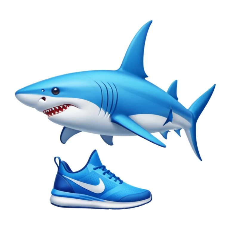 Tiburón con piernas y zapatos Nike azules  sticker