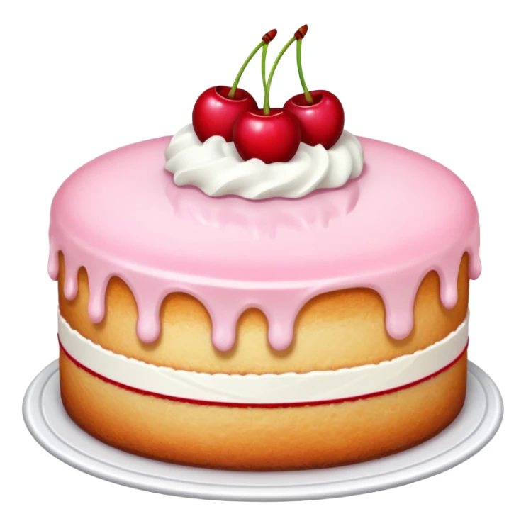 A light pink comfort cake, garnished with two cherries. sticker