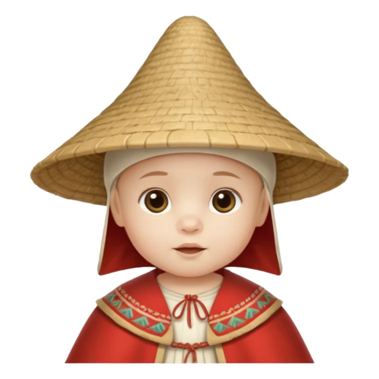 ancient latin baby conical hat, white, half body sticker