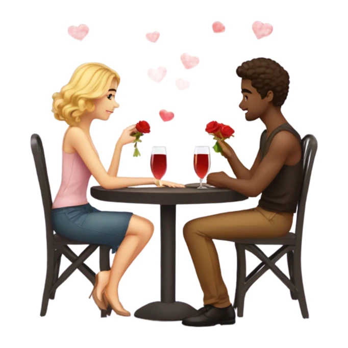Romantic date for beautiful stylish young couple in love sticker