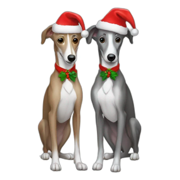 2 italian galgos dressed for christmas sticker