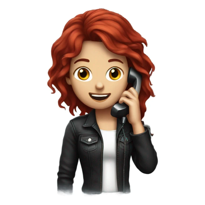 Dark red haired rockstar girl talking on the phone sticker