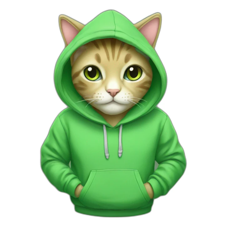 cute plant cat in green hoodie sticker