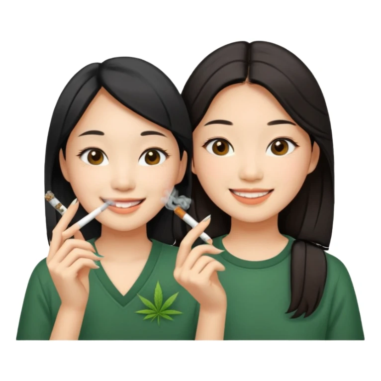 make me an image of two asian girls smoking a weed joint  sticker