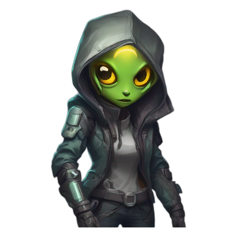 cyberpunk alien character desing scifi roguelike rpg style inspired by slay the spire digital art sticker
