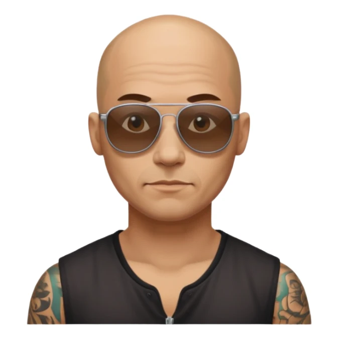   tattooed baldies with  sun glass sticker