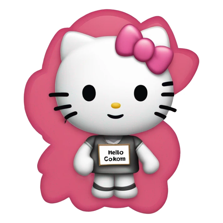 hello kitty holding a sign that says “Csókolom Mitzi” on it sticker