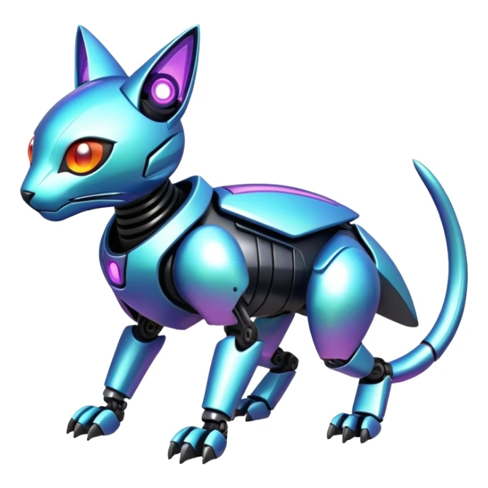  exotic tropical iridescent cyber-Protogen-Fakémon-Pokémon-Vernid-robot-feline-creature sticker
